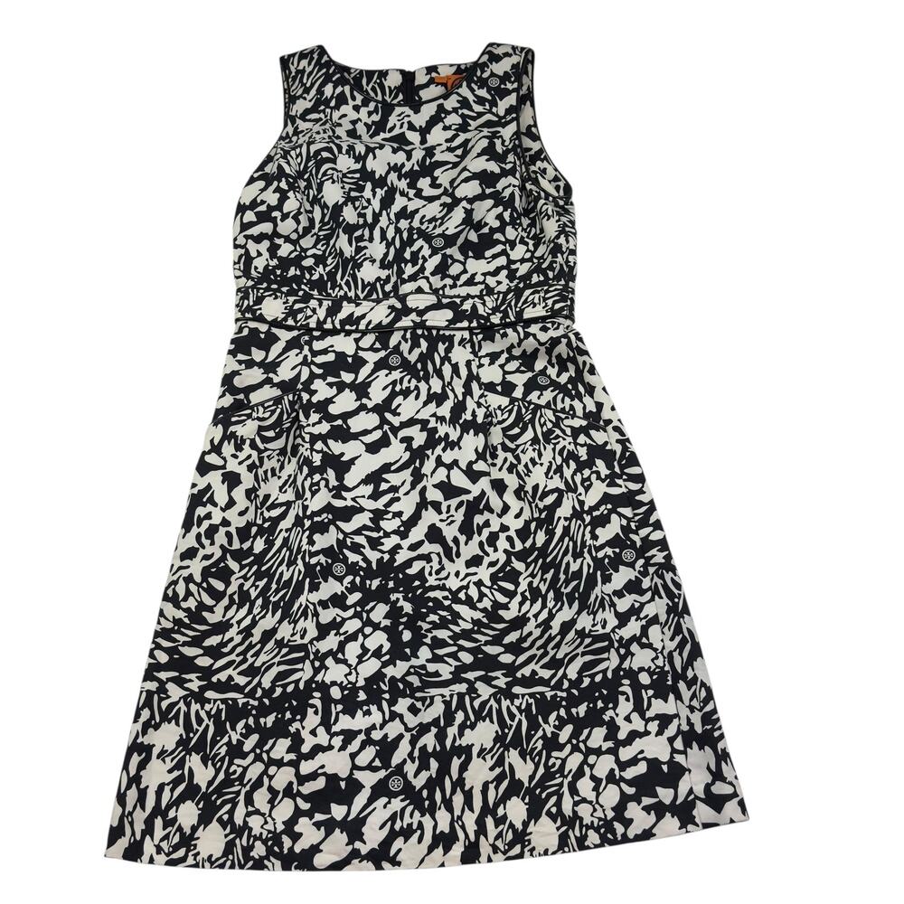 Tory Burch Silk Blend Animal Print Logo Print Sleeveless Dress Women's Size 2